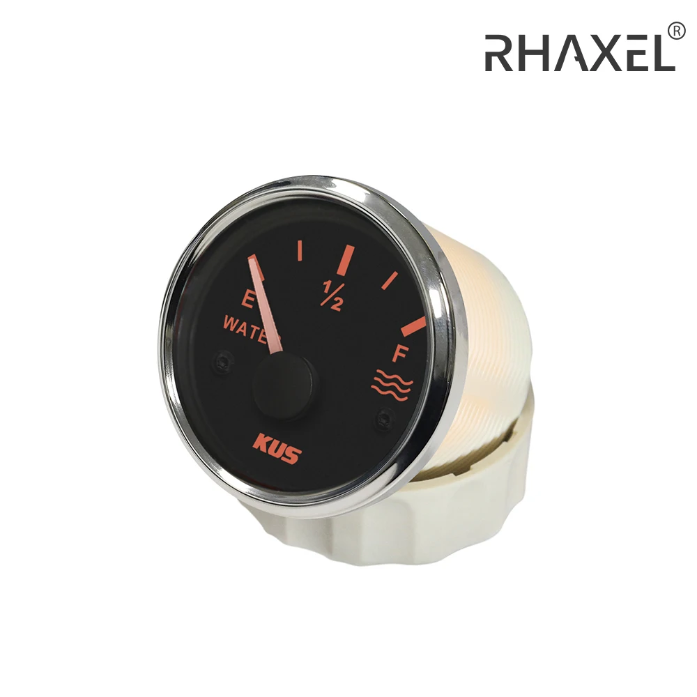 KUS Pointer Water Tank Level Gauge Meter Indicator 0-190ohm Signal for Boat RV Motorhome Truck with Backlight 12V 24V 52mm(2")