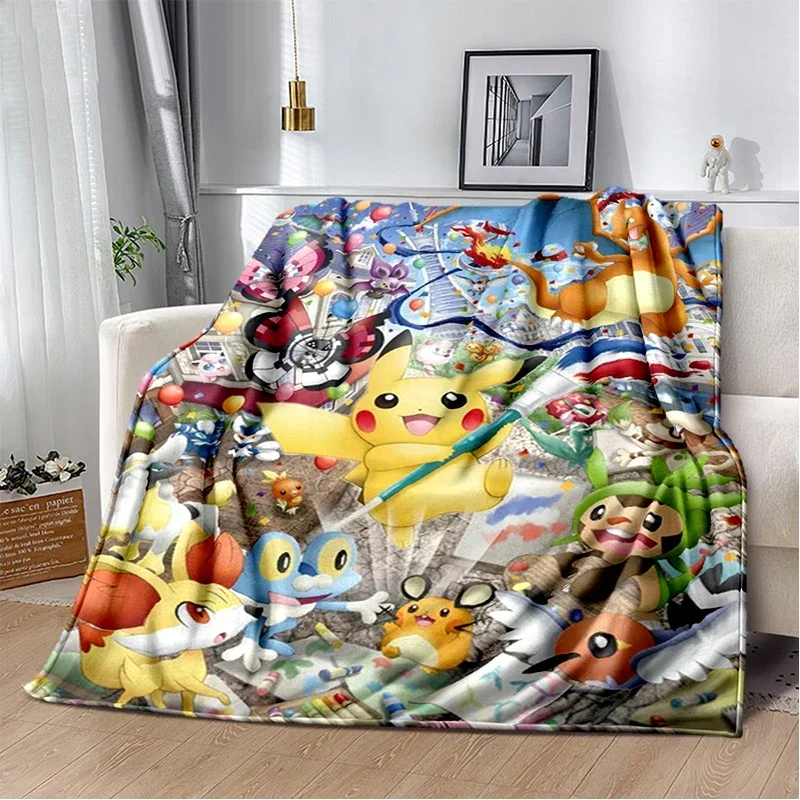 Pokémon Pikachu Cartoon Anime Koc dla dzieci Super miękki do podróży Kanapa Sofa Łóżko piknikowe Śliczny koc flanelowy Prezent urodzinowy