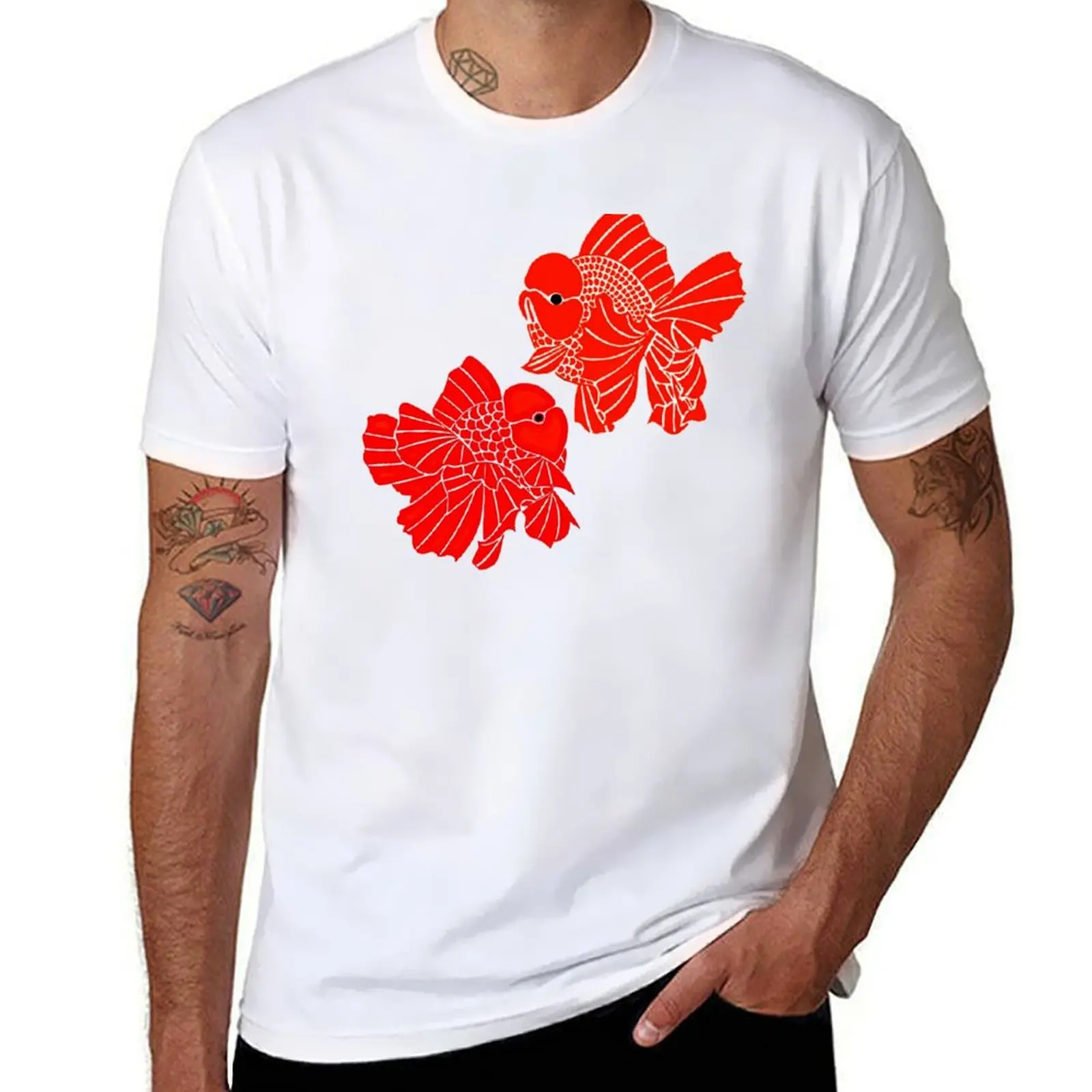 

Fancy Oranda Goldfish Pair Logo Full Red T-Shirt printed t shirts for man t shirt man designer t shirts for man slim fit T-shirt