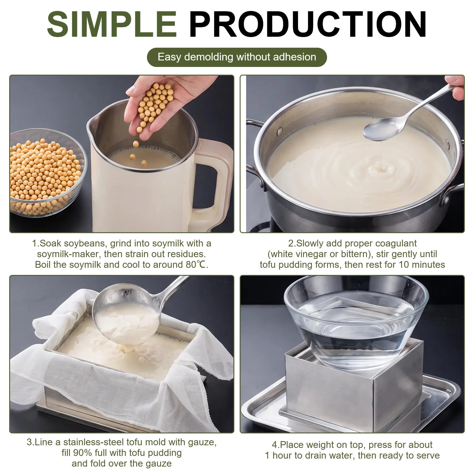 Stainless Steel Tofu Press Mould Homemade Cheese Making Molds Food Grade Deep Press Tofu Presser with Cloth for Kitchen Gadgets view 5