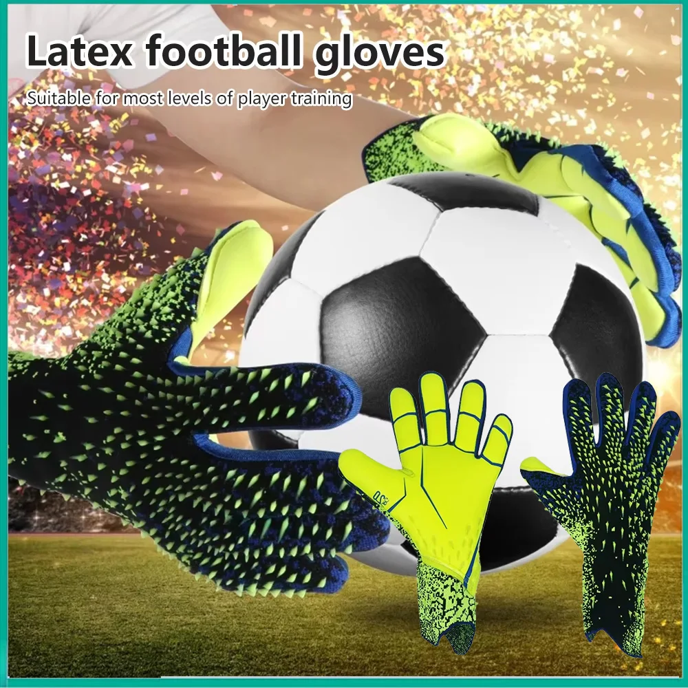 Latex ฟุตบอล Goalie ถุงมือถุงมือผู้รักษาประตูฟุตบอลถุงมือผู้รักษาประตู Anti-SLIP Thicken ผู้ใหญ่วัยรุ่นนิ้วมือถุงมือป้องกัน