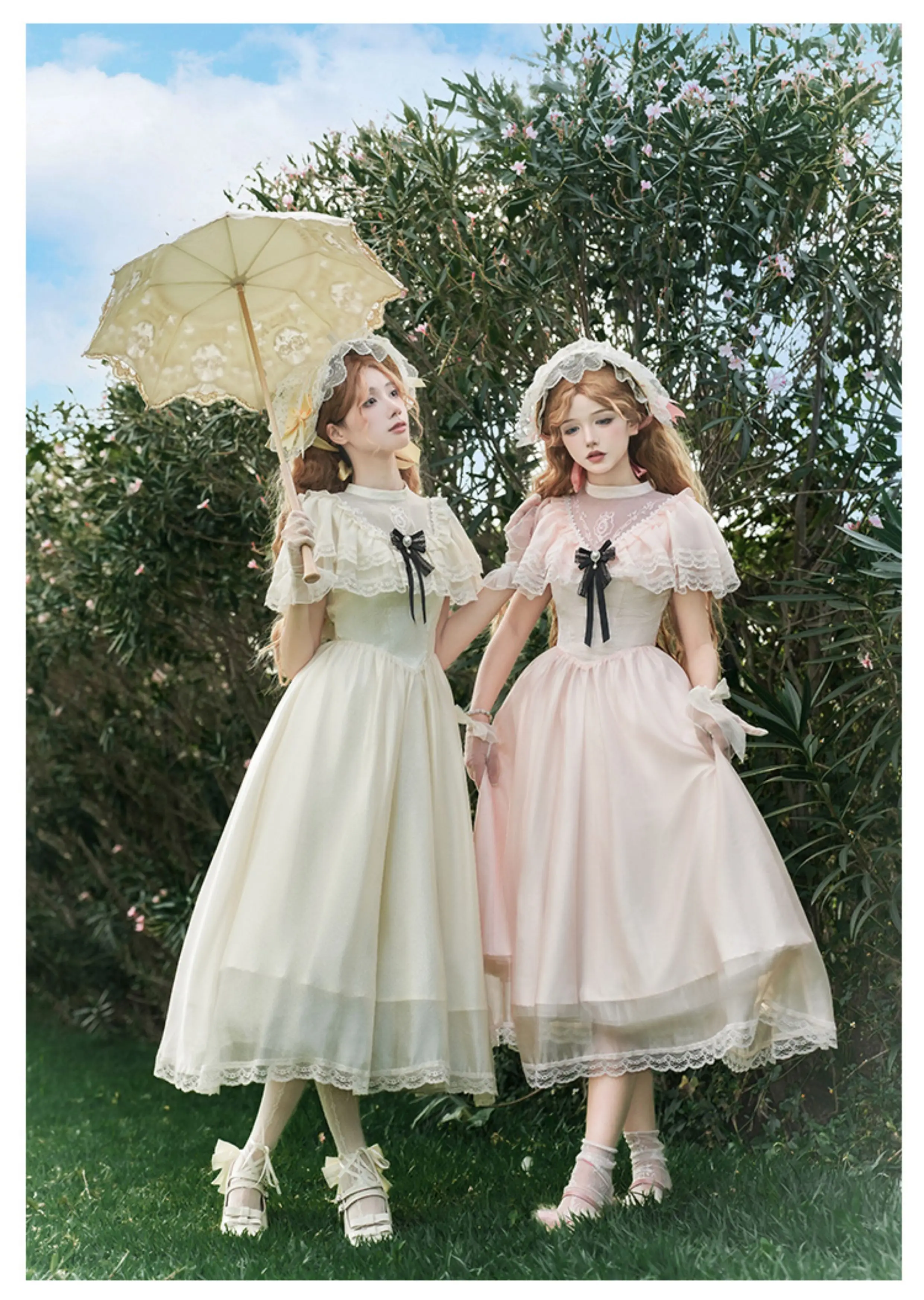 Robe de princesse Lolita rose douce, manches courtes, taille haute, en dentelle, pour filles mignonnes, ligne a, mode, robes de fée polyvalentes, printemps été