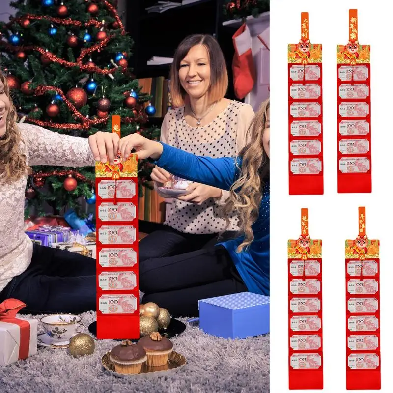 6 Kaartsleuf Inklapbare Chinese Stijl Rode Envelop Drakenjaar Draagbare Rode Envelop Voor Chinees Nieuwjaar Verjaardagshuwelijk