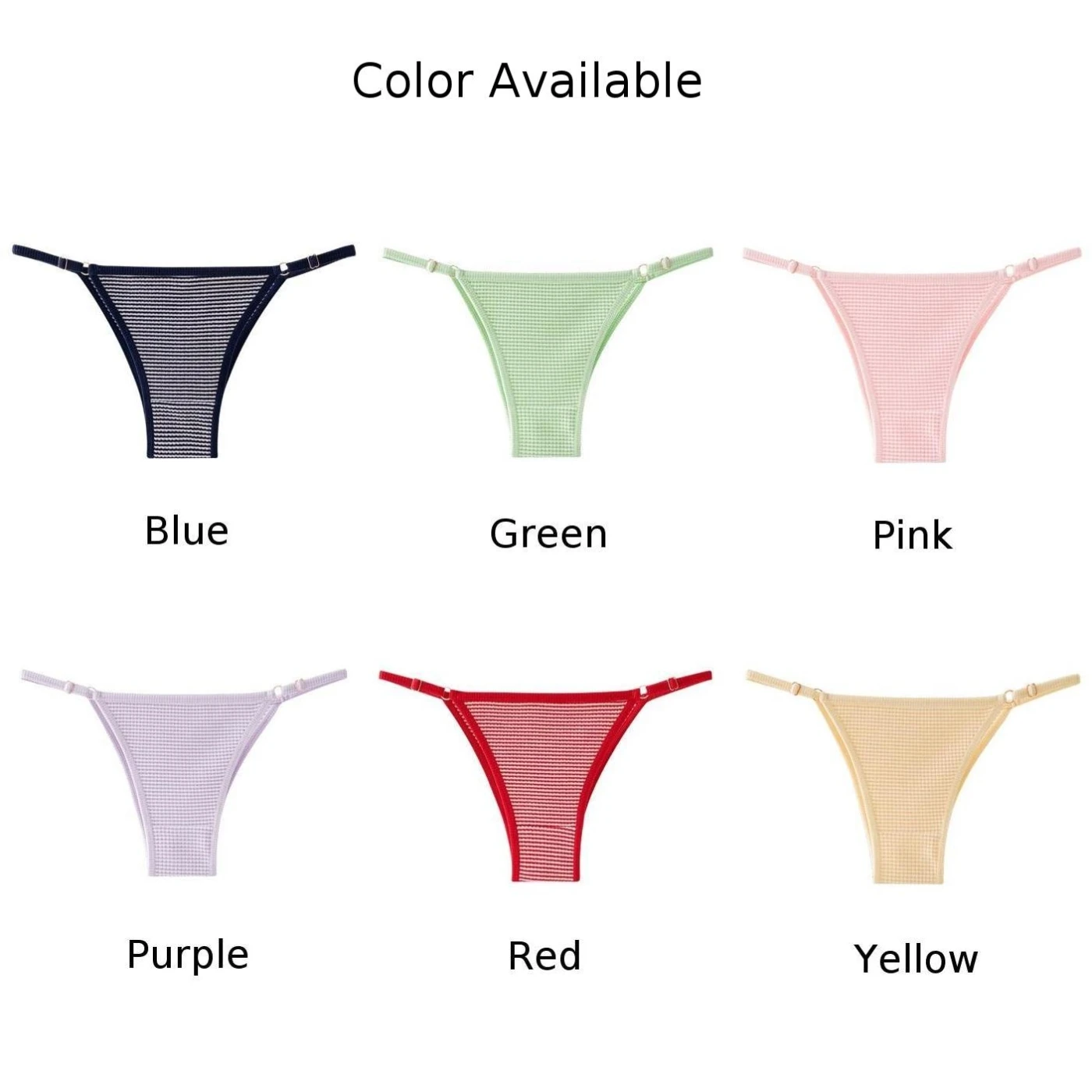 Women\'s Adjustable Buckle Thong Elastic Panties Sexy Striped Seamless Underwear Ladies Breathable Lingerie Low Rise Underpants