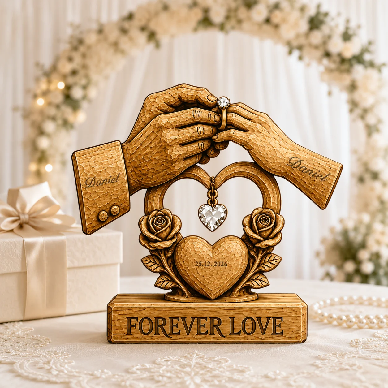 Custom Couple Wooden Sign Wooden Plaque for Wedding Party Anniversary Keepsake Gift for Wife Husband Bride Groom Anniversary Gif