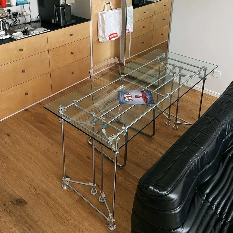 Household stainless steel rectangular coffee table, computer room computer desk c