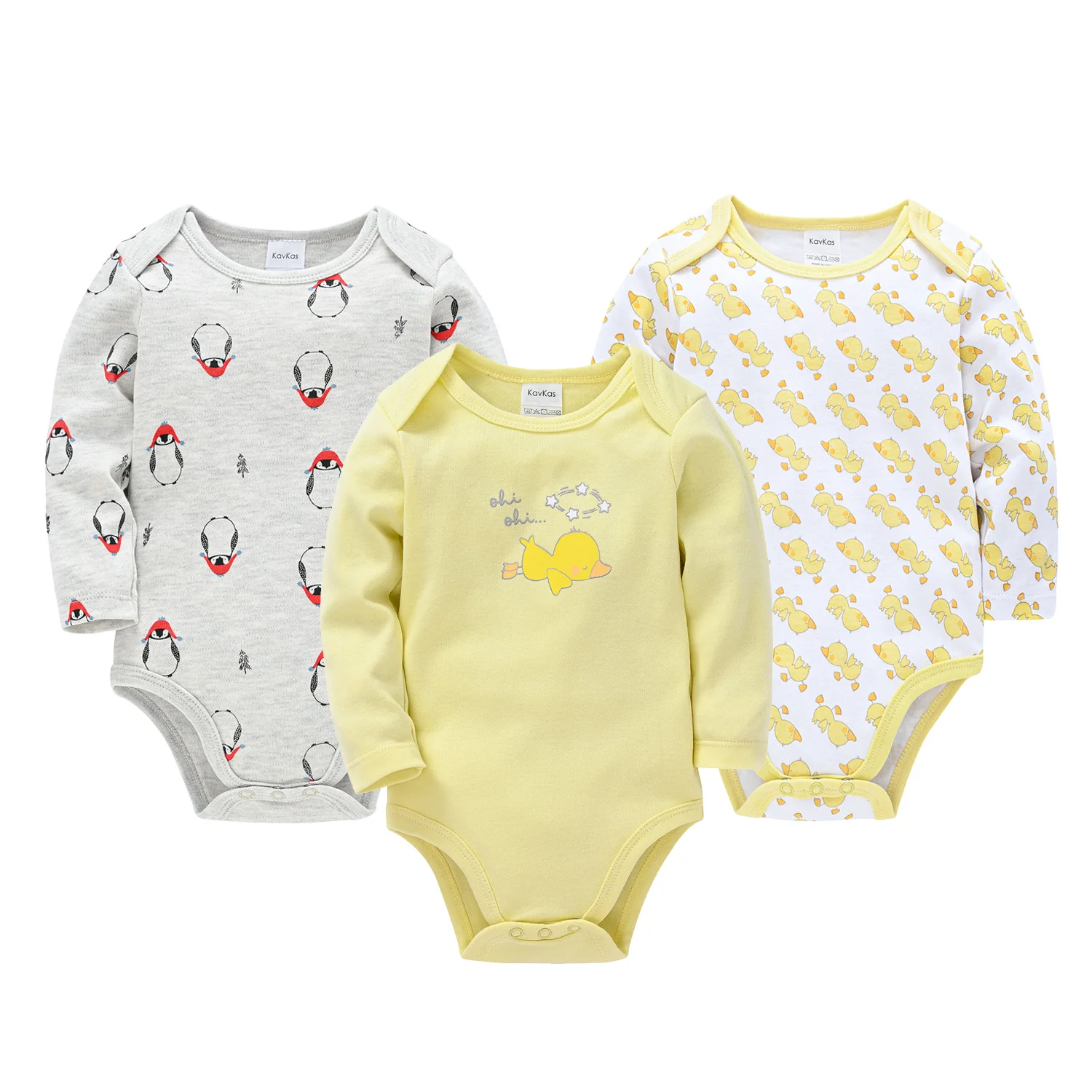 Baby Girl Bodysuit Long Sleeve Cotton 3PCS Penguin Duck Chick Print Infant Romper Onesie Spring Autumn Clothes Jumpsuit Sunsuit