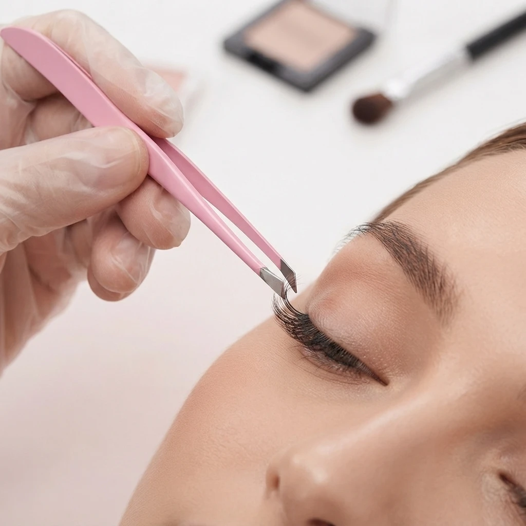 1pc Slanted Eyebrow Tweezers Stainless Steel Precision Hair Removal Clip Curved Beauty Tweezer for Eyebrow Shaping Grooming Tool
