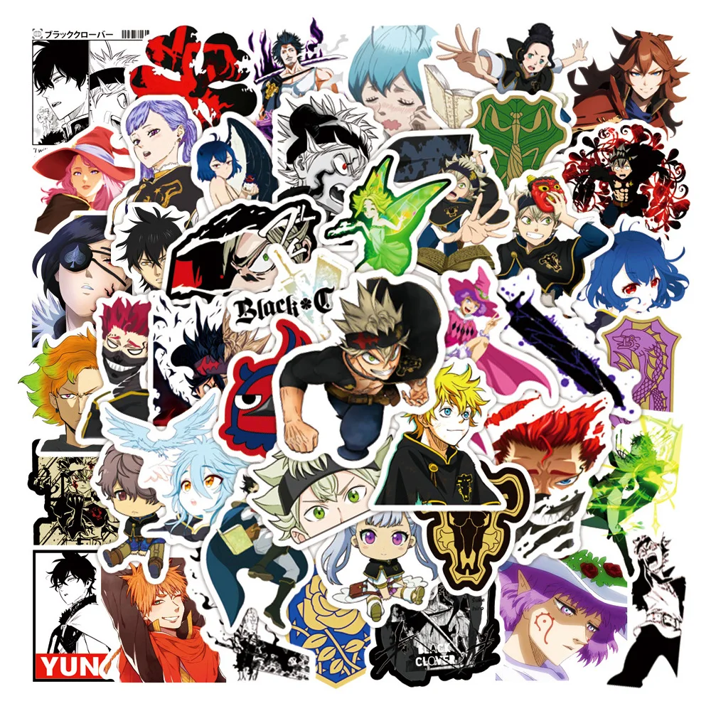 10/30/50PCS Cool Black Clover Anime Stickers PVC Graffiti Decals Waterpoof DIY Suitcase Guitar Wall Notebook Stickers Toy Gift