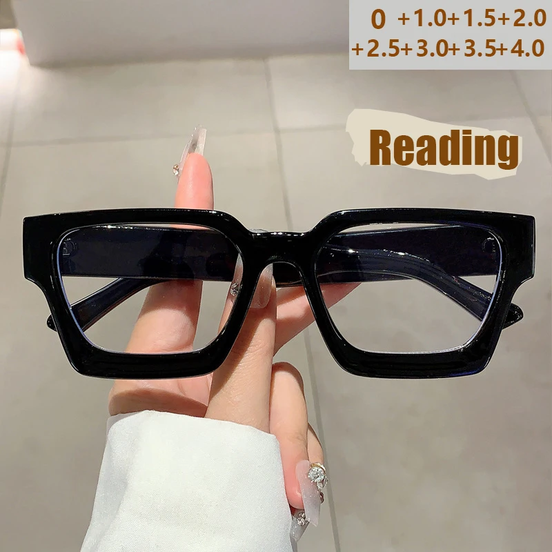 Neue Quadratische Dicke Rand Brille Rahmen Mode Persönlichkeit Gläser Retro Trendy Lesebrille 8542