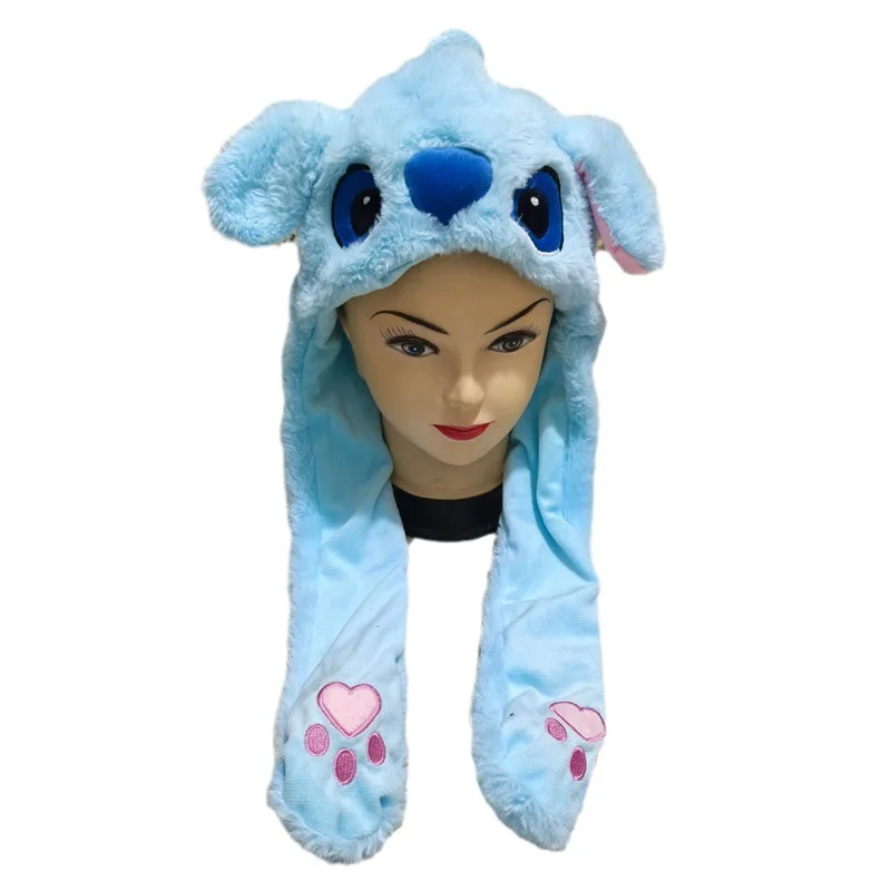 Pluszowa czapka Miniso z ruchomymi uszami, męska i damska jesienno-zimowa czapka z poduszką powietrzną Sanrio, urocza kreskówkowa czapka z jadeitowym psikiem.