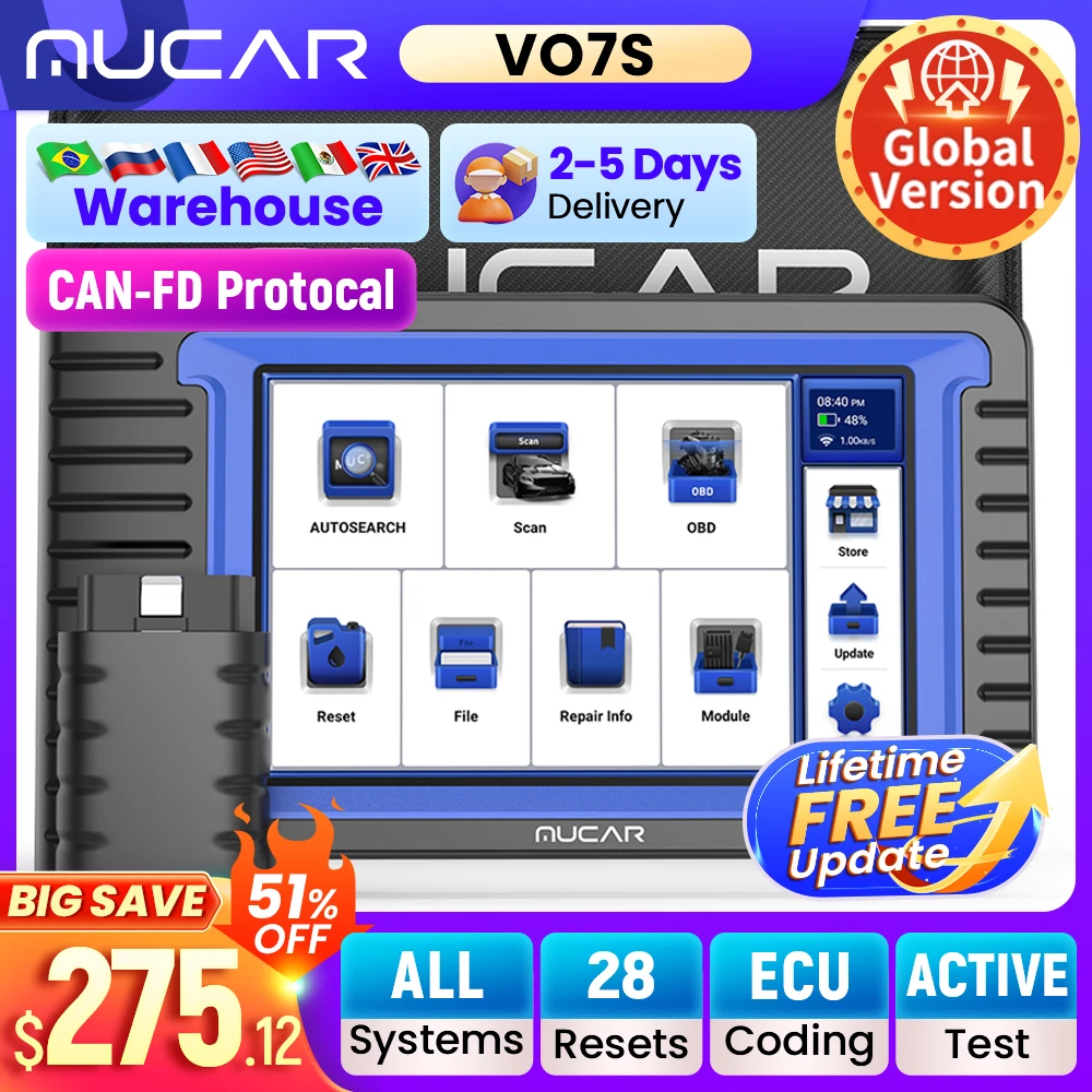 

MUCAR VO6/VO7 профессиональные Автомобильные диагностические инструменты вся система автомобильный Obd2 сканер OBD автодиагностика кодирование ЭБУ активный тест