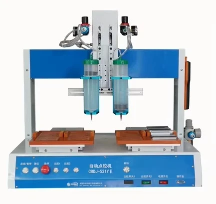 Silicone Glue PCB Epoxy Liquid Hot Melt Glue Dispensing Machine With Double Platform  and Dual Platform Glue Dispenser