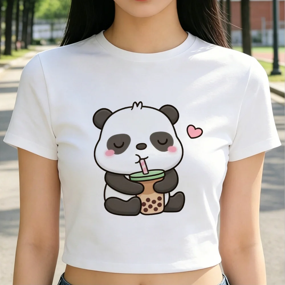 Panda crop top teen japan japanese party 2000s summer t shirt goth cutecore korean fashion