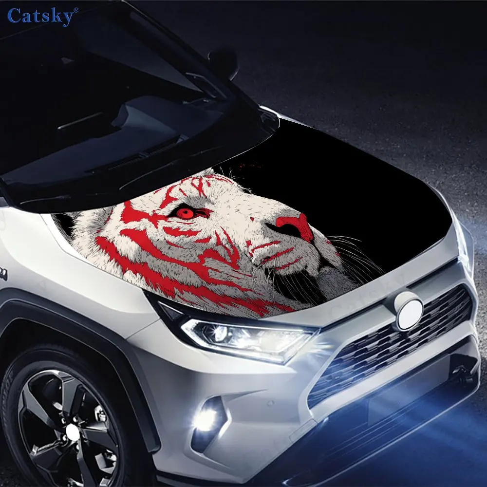 Cool Tiger King print,car hood stickers,PVC waterproof Self adhesive car hood sticker,car hood decoration protection stickers,Au