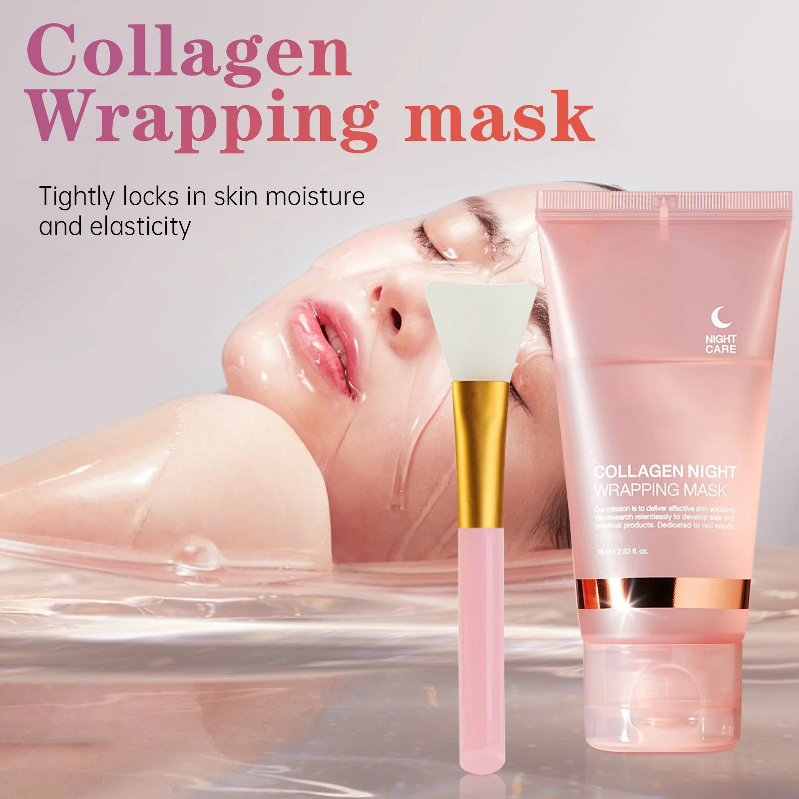 Colágeno Envoltura durante la noche Peel Off Mascarilla facial Set Triple colágeno Mascarilla para envolver la noche Hidrata profundamente más firme Reduce la opacidad