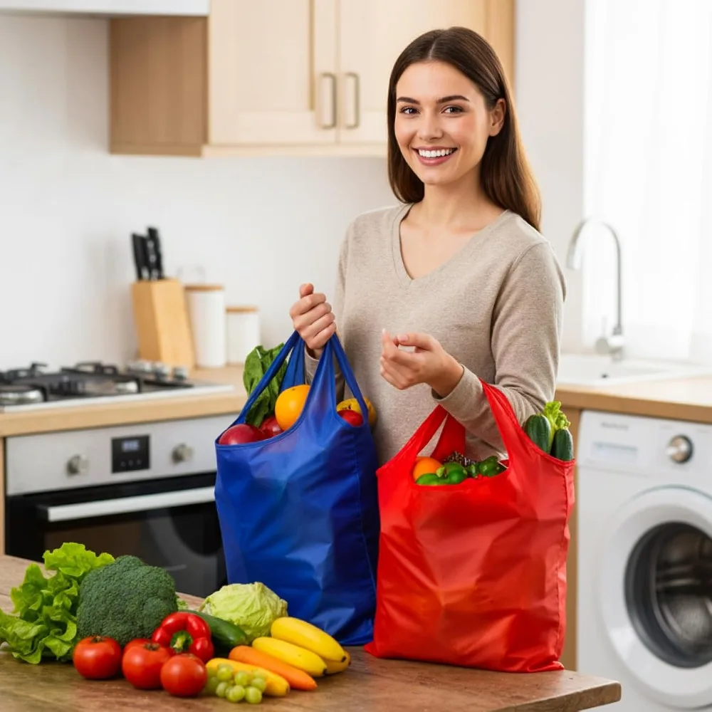Reusable Bulk Shopping Bags - Large Foldable Tote Bags for Grocery Shopping, Party & Holiday Use, Holds 50 Lbs