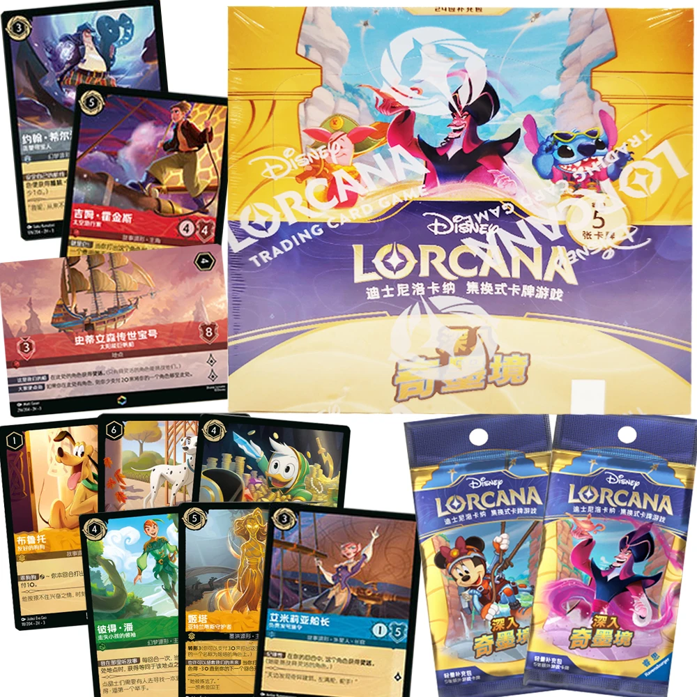 

Подлинные коллекционные карты Lorcana TCG, коробка-бустер, фэнтези и веселые анимированные персонажи, игровые боевые карты, креативные настольные игрушки, подарки