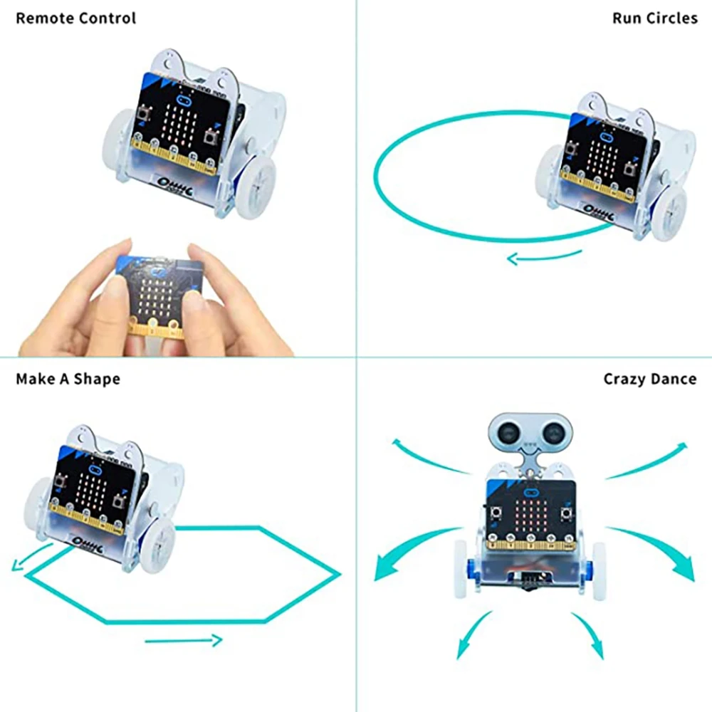 ABJF-Micro:Bit V1.5 개발 보드 마이크로:비트 스마트 카 키트/Q트럭/파이썬 교육용 BBC 마이크로비트 프로그래머블 로봇 DIY용