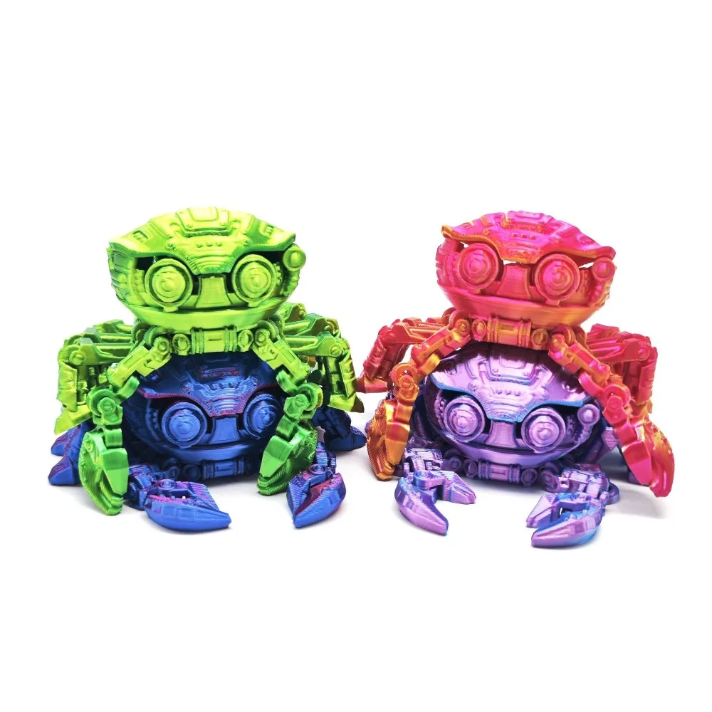 3D Printed Cyberpunk Mechanical Crab Figurine Movable Joint Openable Shell Fidget Ornament Desktop Decoration Display Party Gift