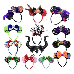 2024 Halloween Hair Bows Mickey Mouse Ears Headband Girls Festival Sequins Bow For Women Girl Party Cosplay Hairband Gift Kids