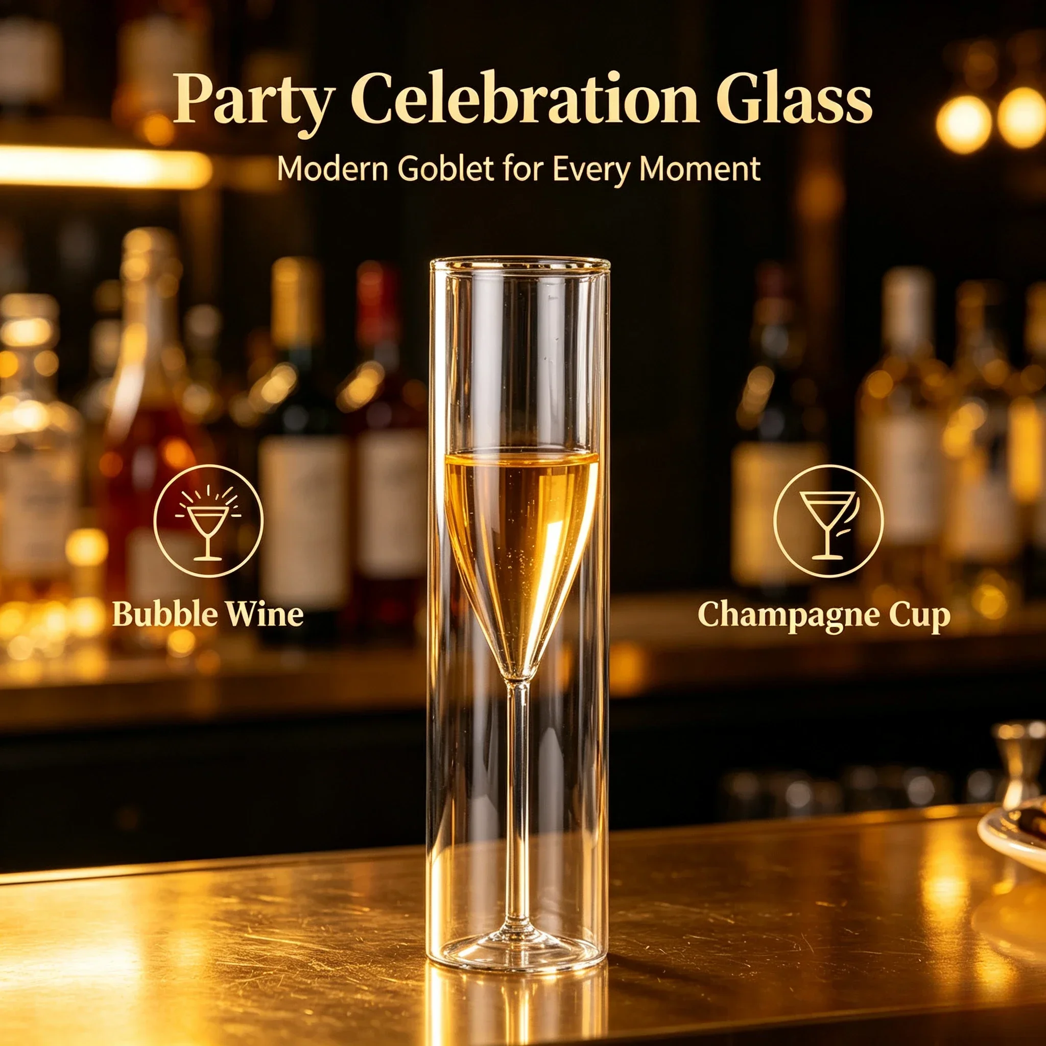 Double Wall Glass Champagne Flutes Goblet Whisky Bubble Wine Tulip Tail Wedding Party Glasses Cup Toasting Cups Thule Copo