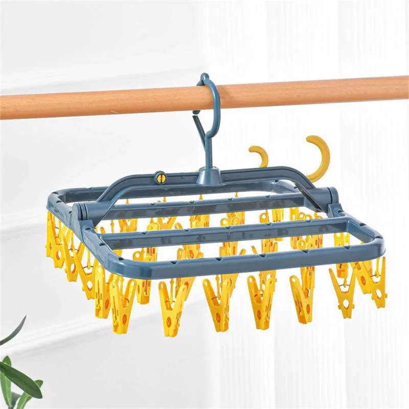 32 Clips Folding Clothes Dryer Hanger Windproof Socks Underwear Drying Rack Household Children Adults Storage Laundry Rack - Image 4