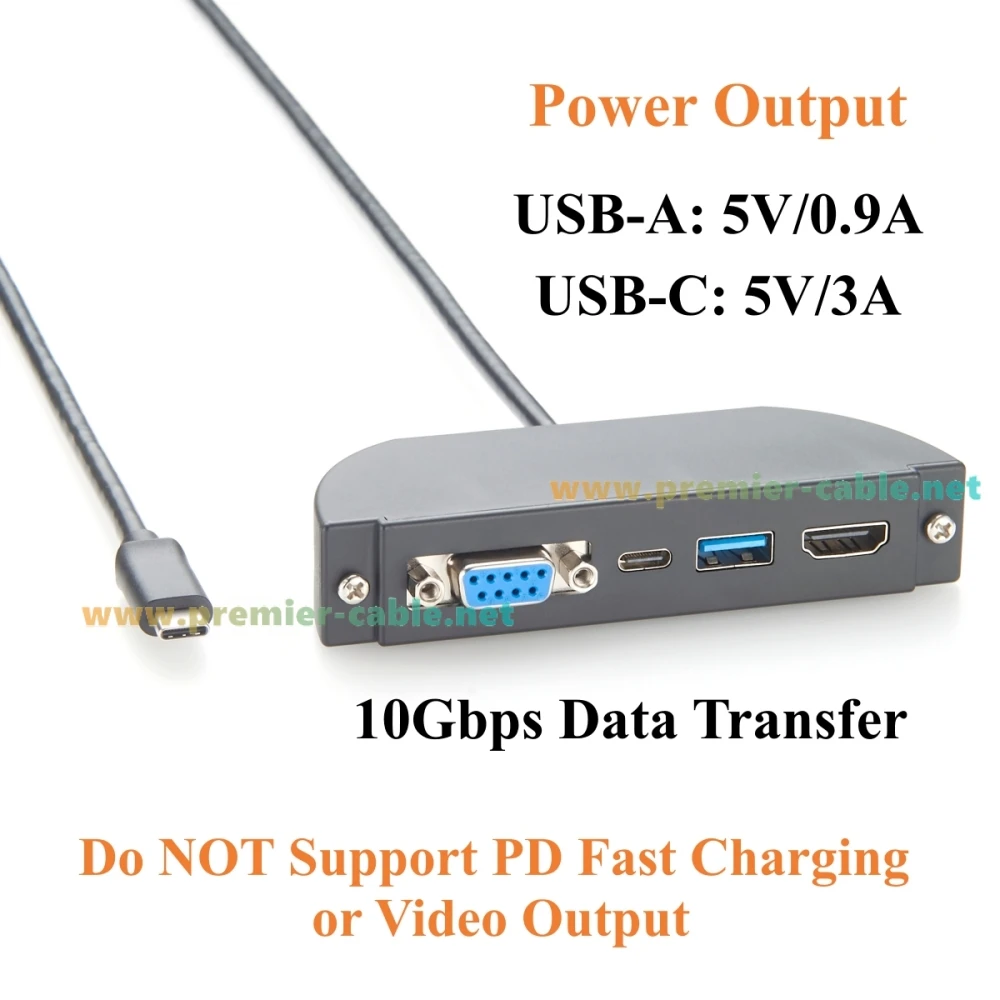 Panelmontierter USB-C-Hub, 4-in-1 Multiport-Adapter mit RS232 DB9, 4K@60Hz HDMI, USB 3.2 Gen 2 10Gbps USB-C & USB-A Datenanschlüssen – Detail 4