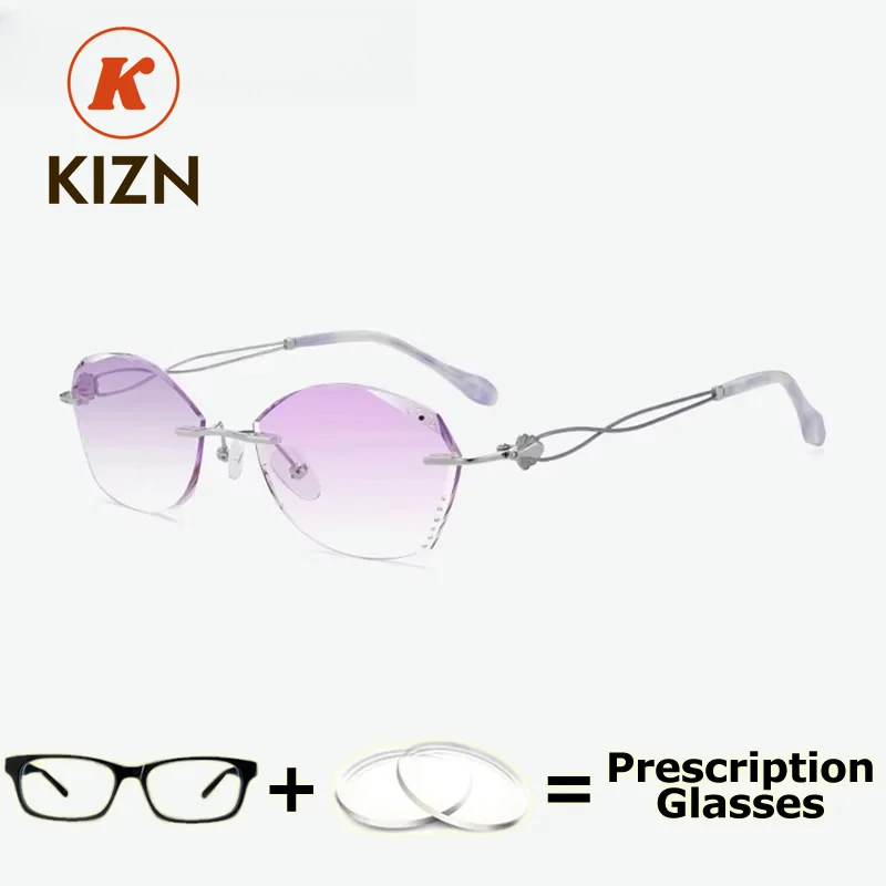 

KIZN Women Luxury Eyewear Prescription Glasses Tint Colored Lenses Myopia Presbyopia Customize Multifocal Bifocal Glasses for La
