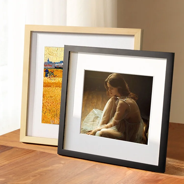 Square Wood Photo Frame for Wall Hanging 20X20cm 30x30cm Wood Wedding Picture Frame Stand for Pictures Photo Home Decor Gift