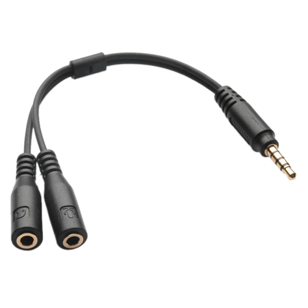 Nku 3.5mm TRRS Jack Male To 3.5mm TRS Female AUX Adapter Mic Headphone Y Splitter Audio Cable for Phone Computer Headset
