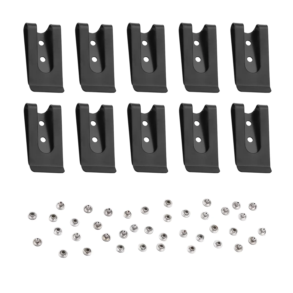 10Pcs 56X25mm Double Holes Metal Spring Belt Sheath Clip Clasp Buckles Accessories with 8mm Cap Studs Screws