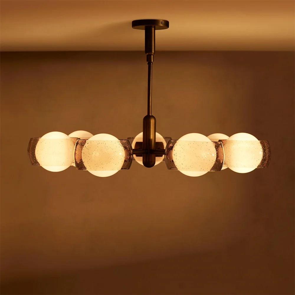 Nordic Modern Simple Smoked Glass Globe Brass LED Custom Pendant Lighting Ceiling Lamp Decor Chandelier Middle for Hotel Living