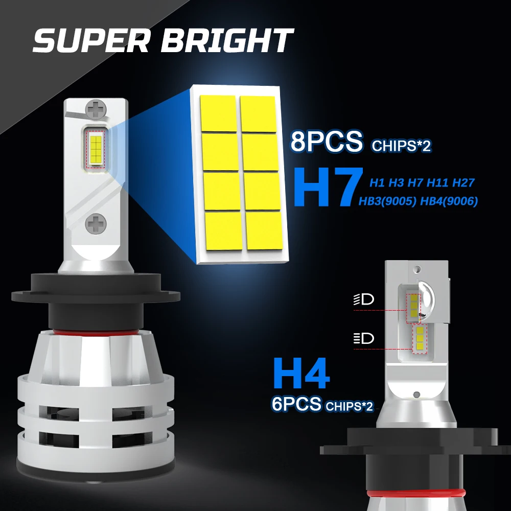 BraveWAY H4 LED مصابيح كهربائية للسيارة H4 H7 H8 H11 H1 9005 9006 HB3 HB4 LED المصباح، مصابيح السيارة للسيارات 12 فولت