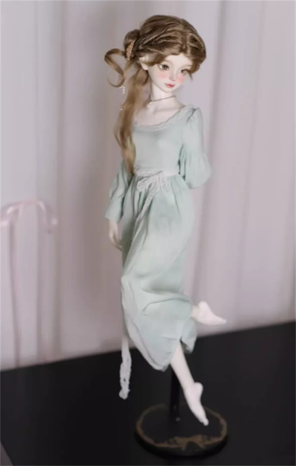 1/4 Vrouwelijke Soldaat Kleding Accessoire Lichtgroen Kant Taille - Cinching Lange Jurk Fit Girl Action Figure Model Voor DIY