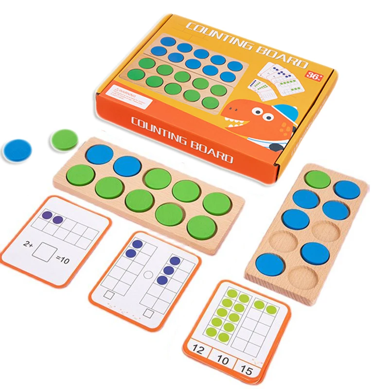 Montessori Ten-Frame Math Toys Preschool Children Number Sense Logical Thinking Count  Kids Early Educational Teaching Aid Game