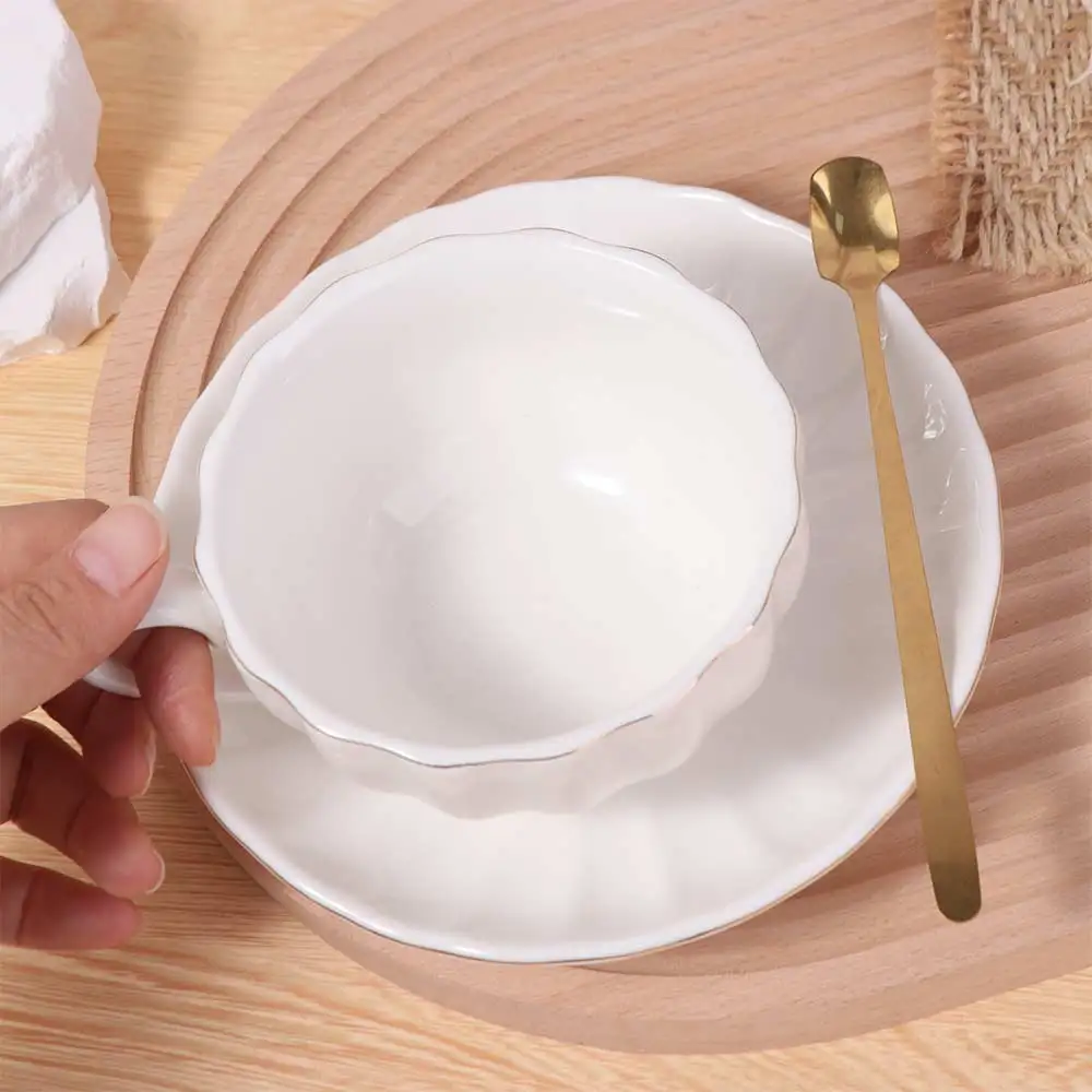 

Ceramic Pumpkin Coffee Cup Light Luxury Elegant Tea Cups Gold Trim European Style Coffee Cup Spoon Plate Set Afternoon Tea