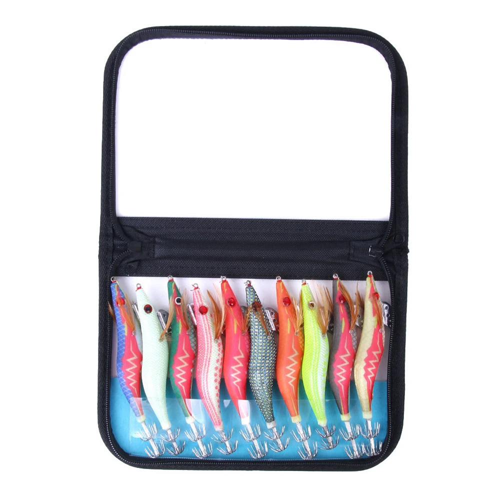 

10 Pcs Top Water Fishing Lures Simulated Shrimp Squid Needle Night Glowing Hook Wood Bait