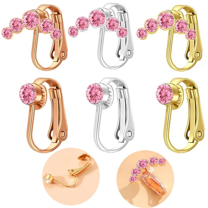 Anello di pancia finta a forma di U in acciaio inossidabile Color zircone Clip per ombelico per le donne gioielli per il corpo Non penetranti di moda Sexy