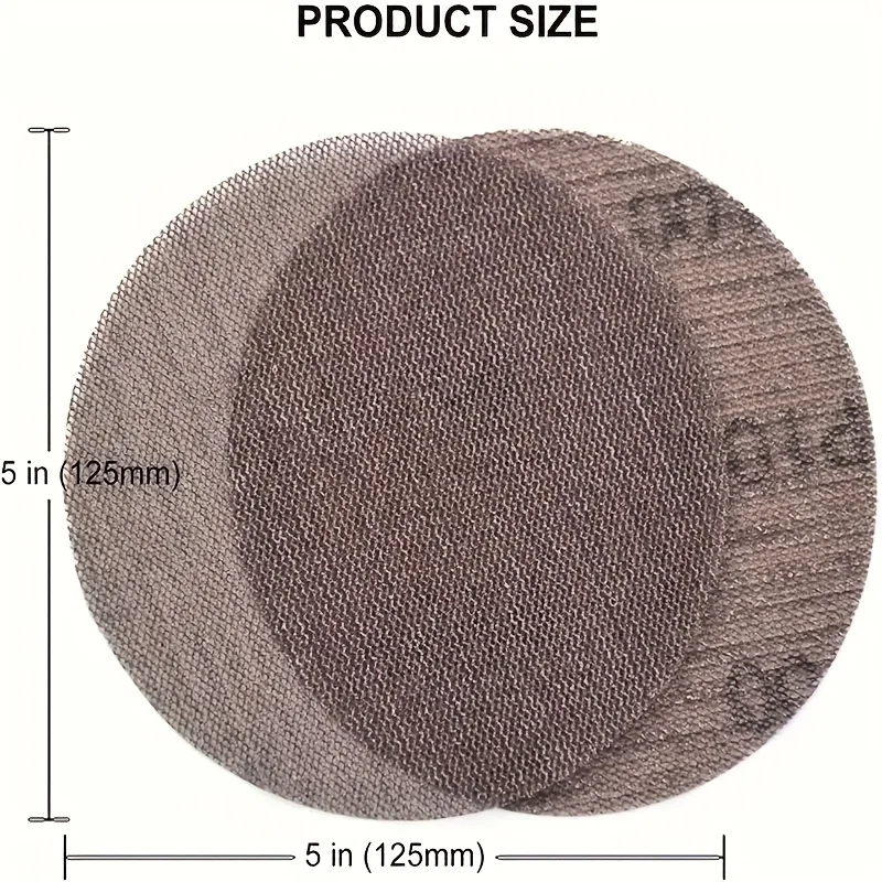 10Pcs 125mm Mesh Sanding Discs Sandpaper 5Inch Dust Free Hook & Loop 80/100/150/240/400 Grit for Car Wood Grinding Polishing