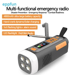 eppfun Emergency FM  DAB  BT Radio Multifunction Portable Solar Hand Crank Radio with Flashlight Solar SOS Outdoor Camping