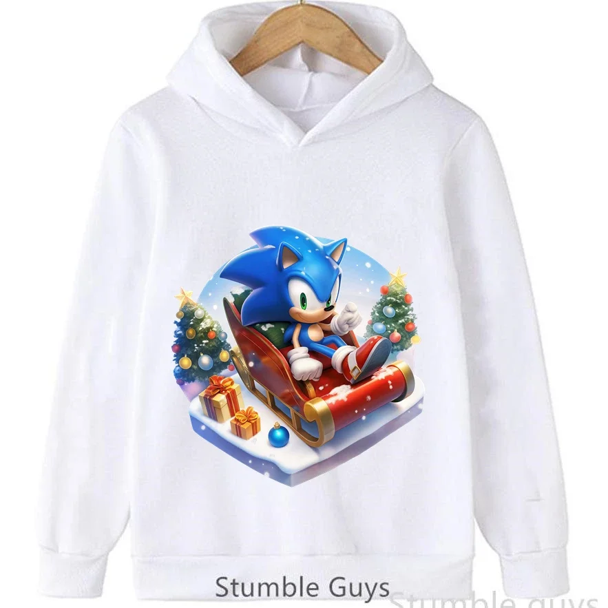 Sweat à capuche Sonic pour enfants, combinaison de camion d'automne pour garçons et filles, vêtements de dessin animé, cadeau de noël, vêtements chauds et confortables ​