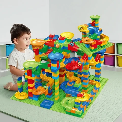 84-504PCS Marble Race Run Blocks Maze Ball Track Toy Compatible city Building Blocks Funnel Slide Blocks Toys DIY Bricks Toys