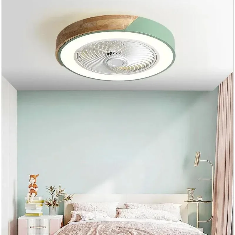 Ventiladores de teto inteligentes com luz para sala de estar, lâminas de jantar, reversíveis, 6 velocidades, 52cm, iluminação, 36W, piso baixo, lâmpada