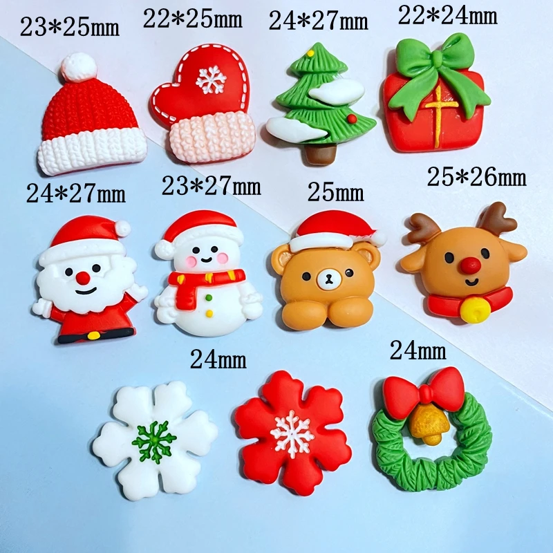 10Pcs New Cute Mini Christmas Collection Flat Back Resin Cabochons Scrapbooking DIY Jewelry Craft Decoration Accessories