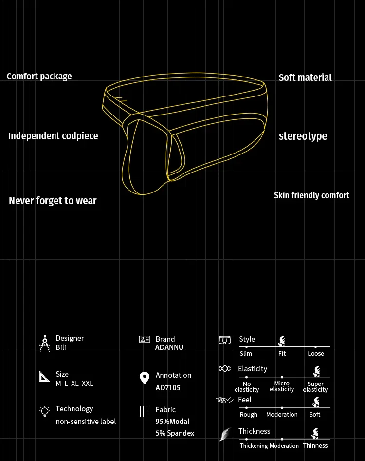 Herren-Unterhose aus Modal mit 3D-Tasche, sportlich, atmungsaktiv, hautfreundlich, weiche Unterwäsche, hochelastische Unterhose für den täglichen Gebrauch – Detail 2