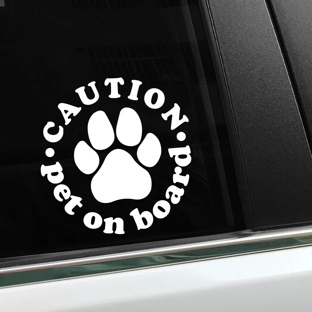 CAUTION PET ON BOARD Dog Vinyl Stickers Waterproof DIY Decals For Car Motorcycle Bumper Rear Window Pet Decor Accessories