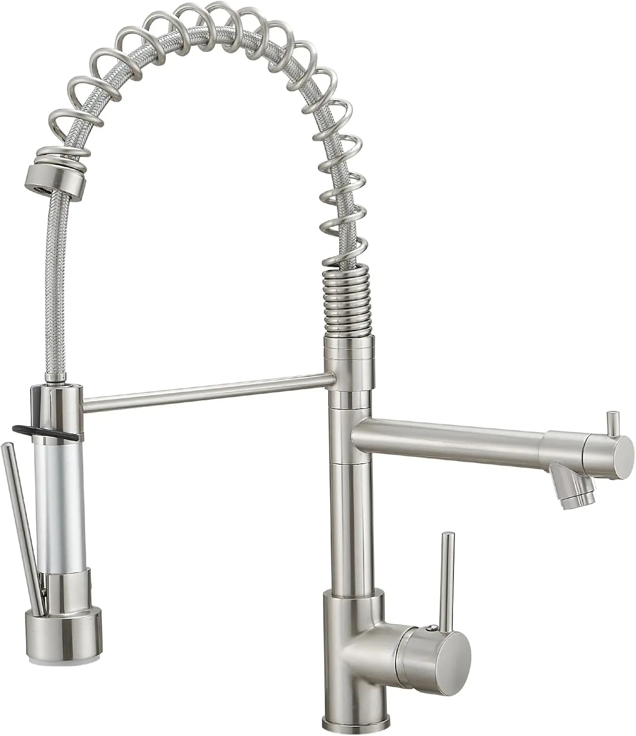 

Kitchen Faucet with Pull Down Sprayer,Commercial Stainless Steel Pull Down Sprayer Kitchen Faucet Single Hole Single Hand