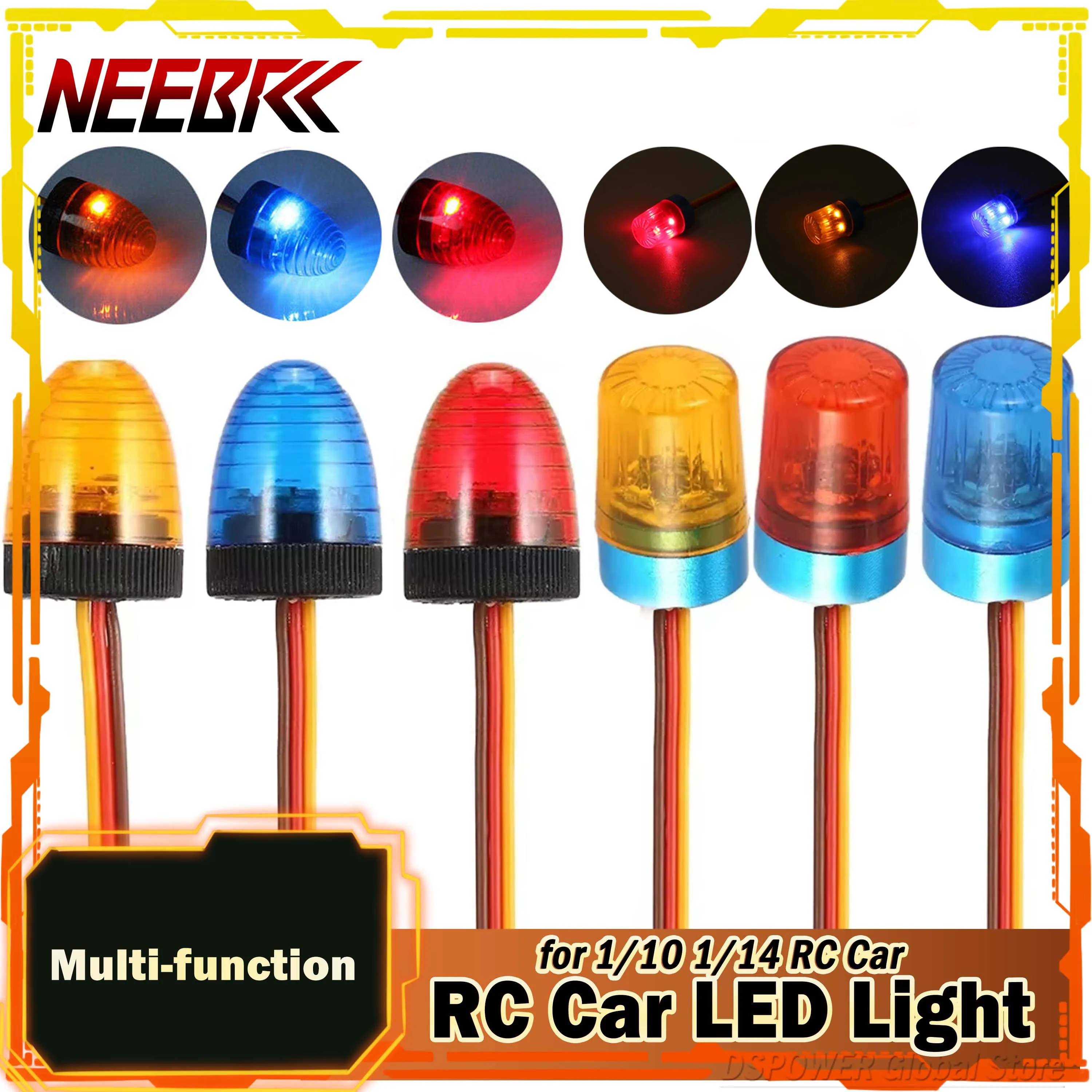 Multi-function RC Car LED Light Bright Lamp Strobing-blasting Flashing Fast-slow Rotating for 1/10 1/14 Model Truck HSP Axial