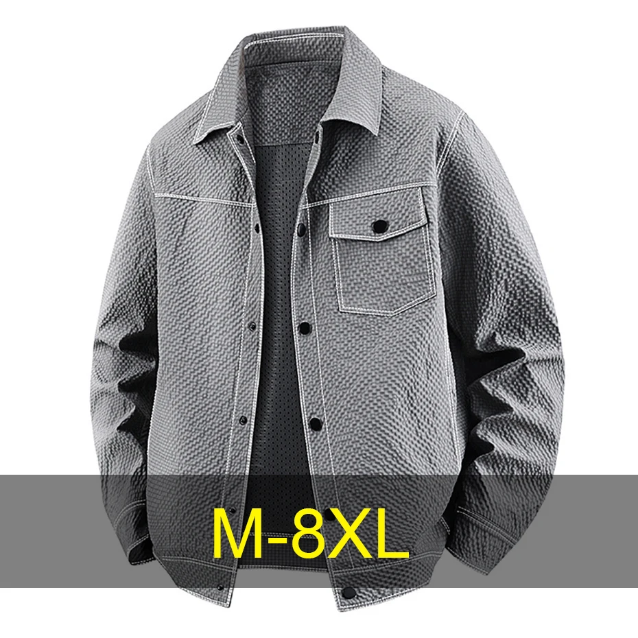 

8XL Plus Size Jackte Coat Men Fashion Casual Solid Color Jacket Male Spring Autumn Coat Outdoor Outerwear Big Size 8XL
